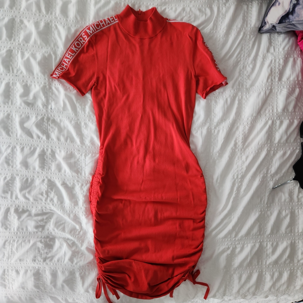 Michael Kors Red Ruched Dress